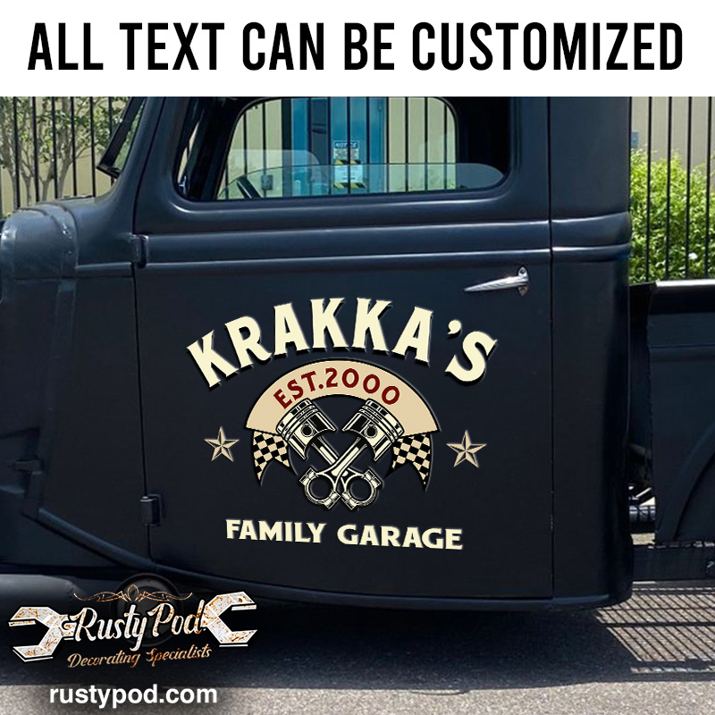 personalized crossing piston and ribbon lettering vinyl sticker 10810